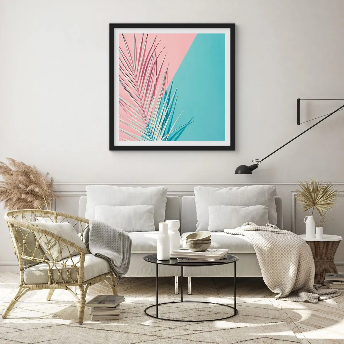 Affiche dans un cadre noir - Poster - Impression tropicale - 30x30 cm