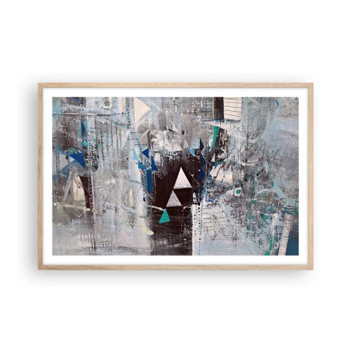 Affiche dans un chêne clair - Poster - Ordre prioritaire des triangles - 91x61 cm