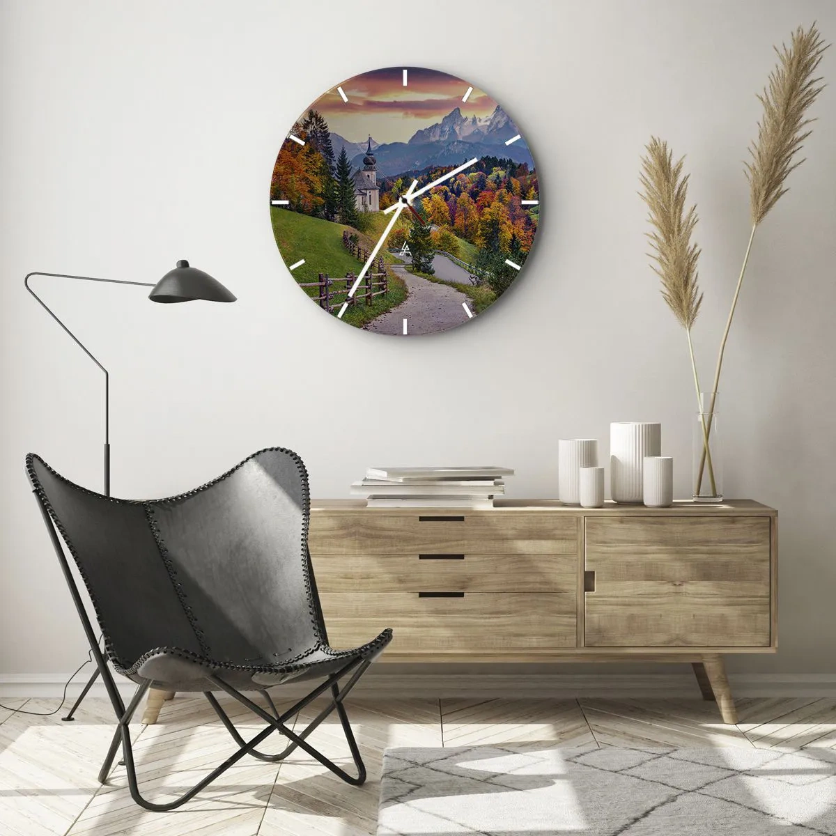 Horloge murale - Pendule murale - Paysage comme peind - 30x30 cm