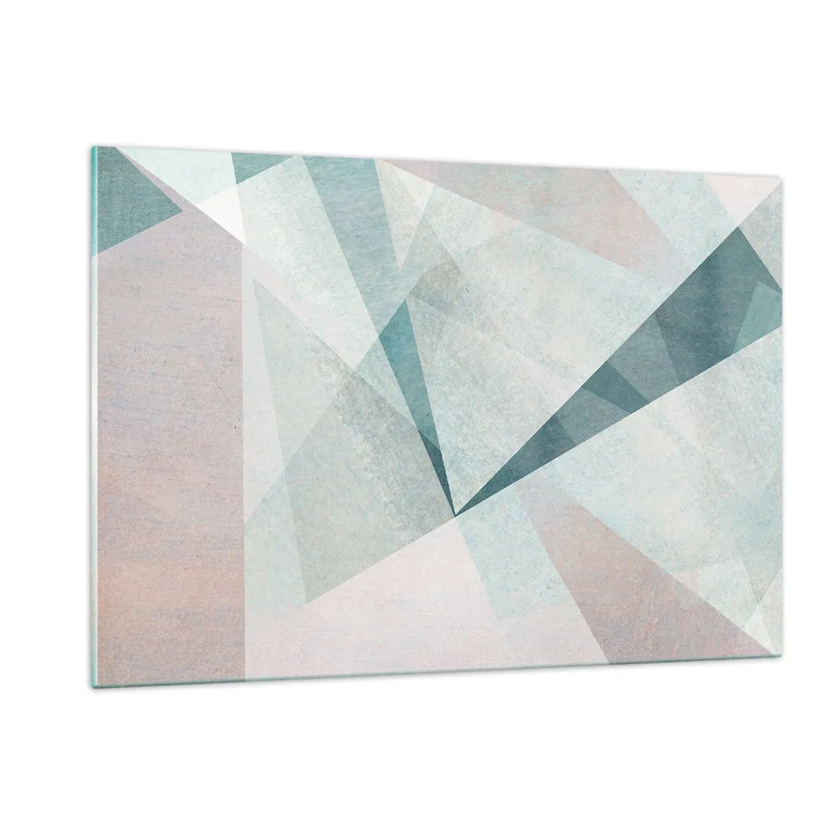 Impression sur verre - Image sur verre - Formes géométriques dans des tons pastel de vert et de bleu - 120x80cm - Calme bien que dynamique - Décoration murale moderne pour le salon et la chambre ARTTOR