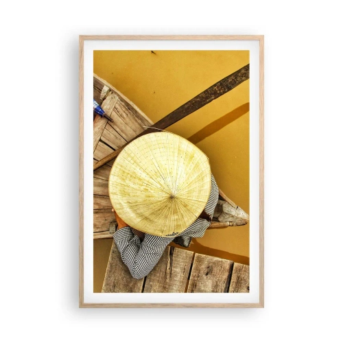 Affiche dans un chêne clair - Poster - La vie sur le fleuve Jaune - 61x91 cm