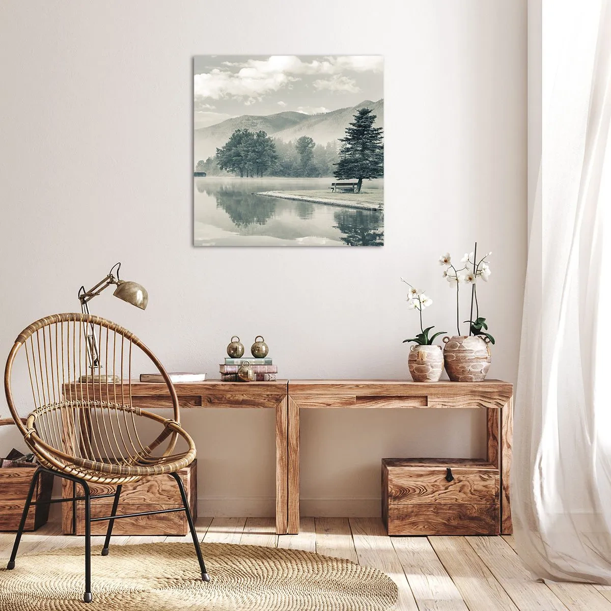 Impression sur toile - Image sur toile - Le lac dort encore - 30x30 cm