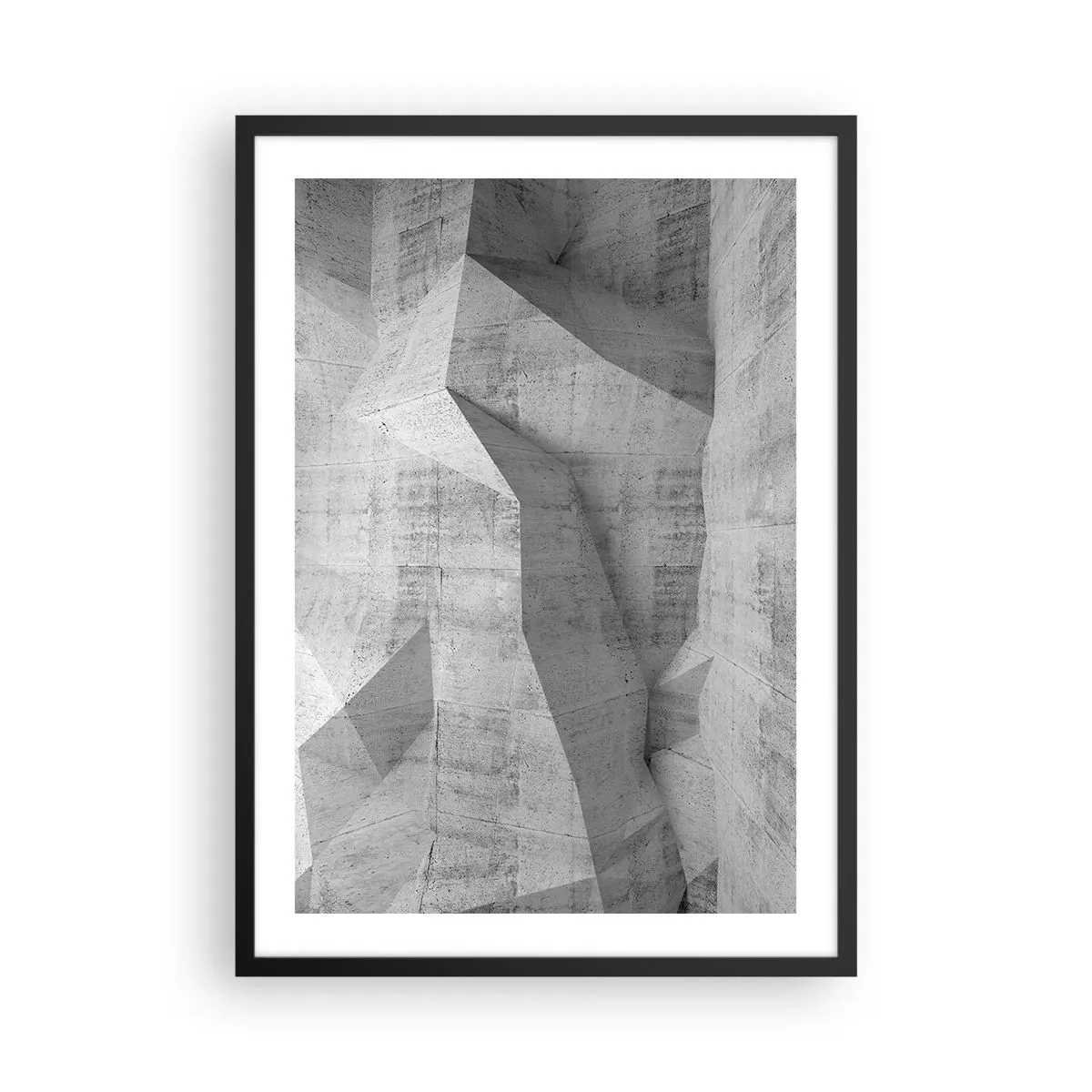 Affiche dans un cadre noir - Poster - Formes géométriques en nuances de gris - 50x70cm - Un vrai challenge - Décoration murale moderne pour le salon et la chambre ARTTOR