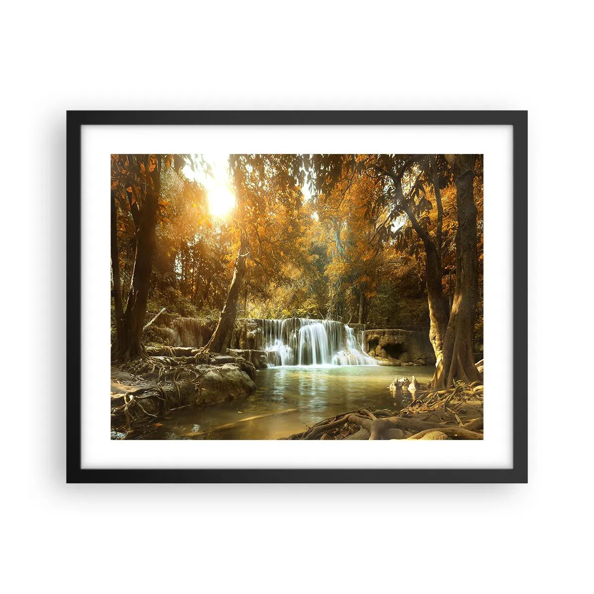 Affiche dans un cadre noir - Poster - Cascade du parc - 50x40 cm