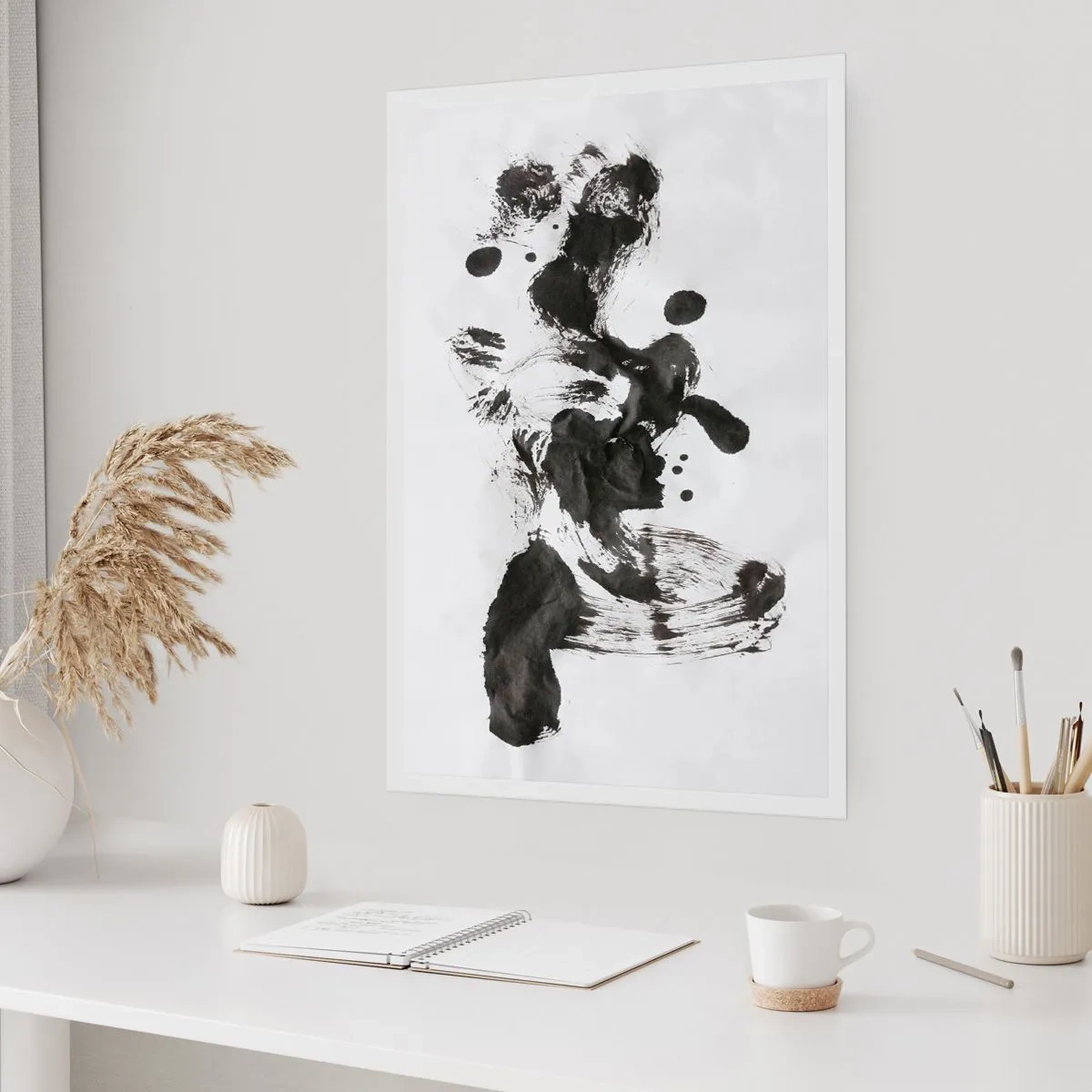 Affiche - Poster - Abstraction en noir et blanc dans le style de l'expressionnisme - 50x70cm - De la méthode dans la folie ? - Décoration murale moderne pour le salon et la chambre ARTTOR