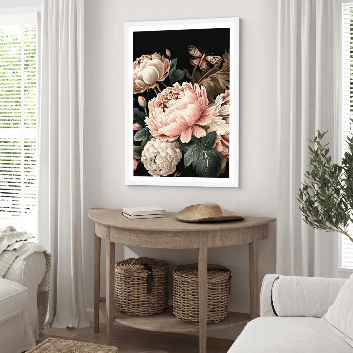 Affiche dans un cadre blanc - Poster - De style baroque - 50x70 cm