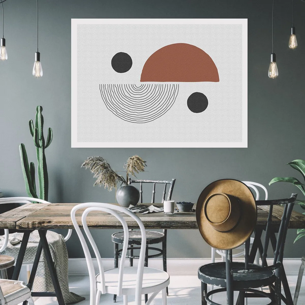 Affiche - Poster - Formes géométriques dans les tons de marron et de noir - 100x70cm - Perfection de la roue - Décoration murale moderne pour le salon et la chambre ARTTOR