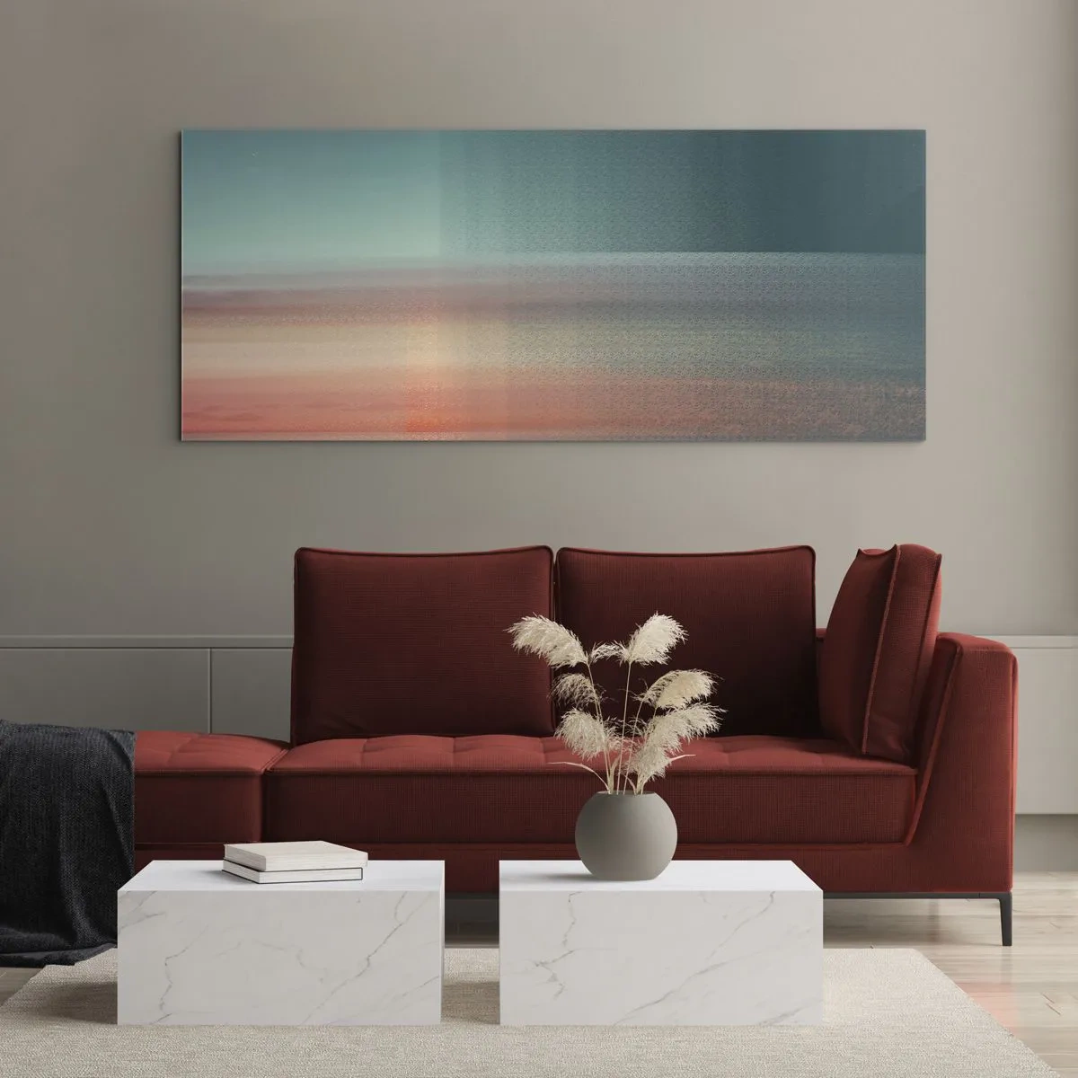 Impression sur verre - Image sur verre - Résumé : vagues de lumière - 100x40 cm