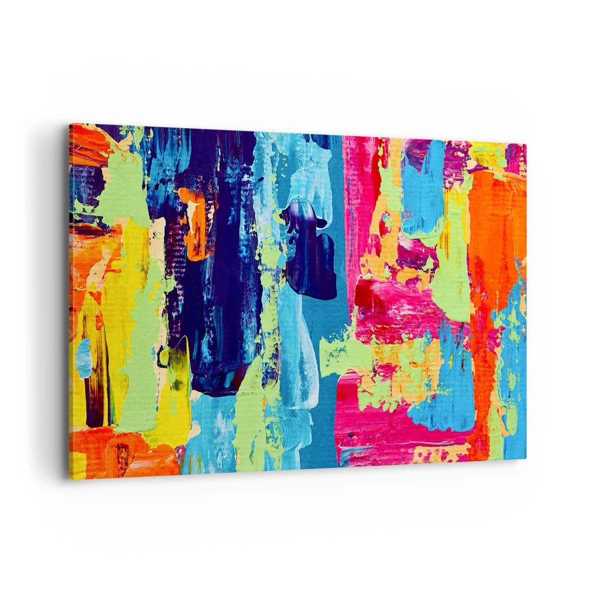 Impression sur toile - Image sur toile - Composition abstraite de couleurs sous une forme dynamique - 120x80cm - La vie est belle! - Décoration murale moderne pour le salon et la chambre ARTTOR
