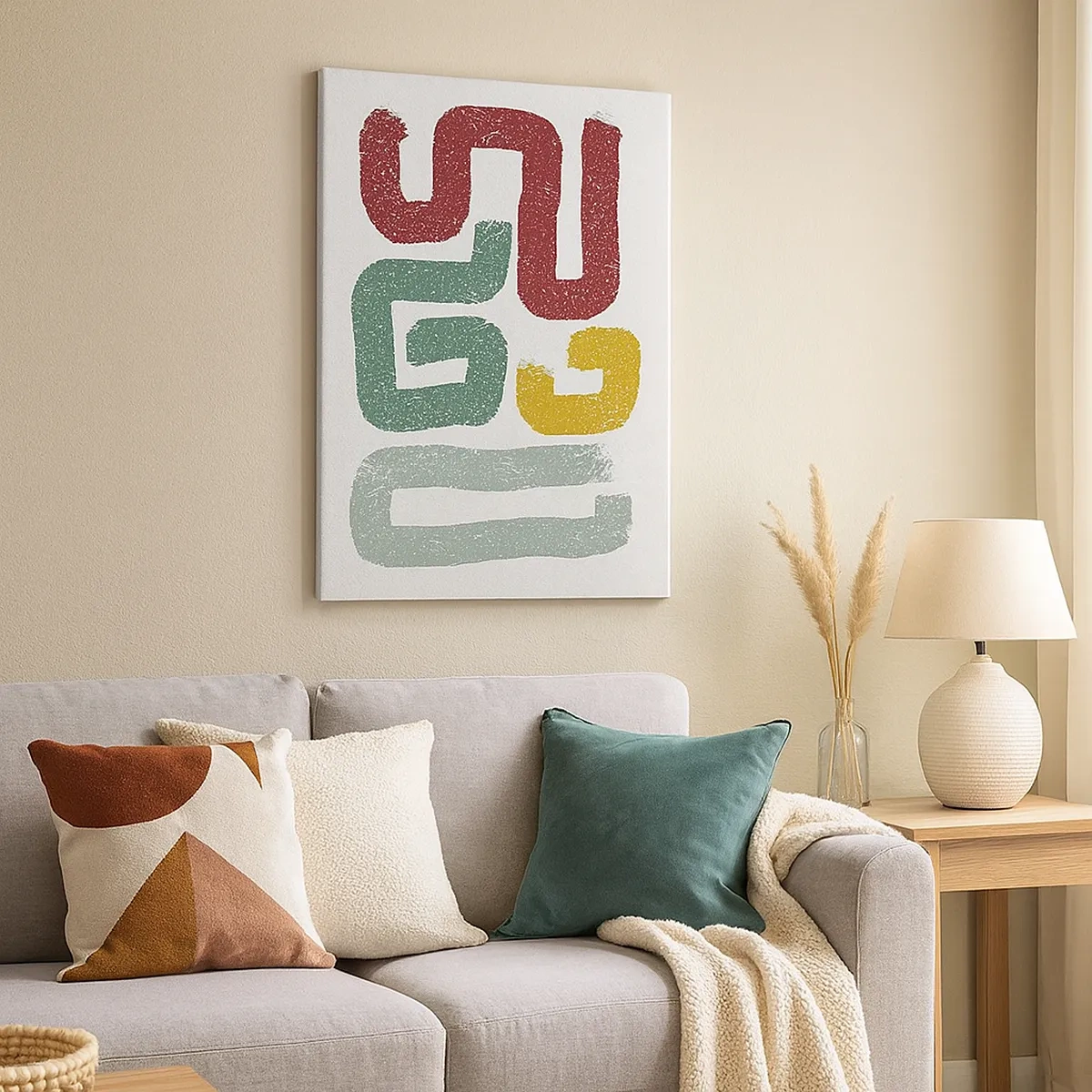 Impression sur toile - Image sur toile - Motifs géométriques colorés dans un style abstrait - 50x70cm - Dans une langue inconnue - Décoration murale moderne pour le salon et la chambre ARTTOR