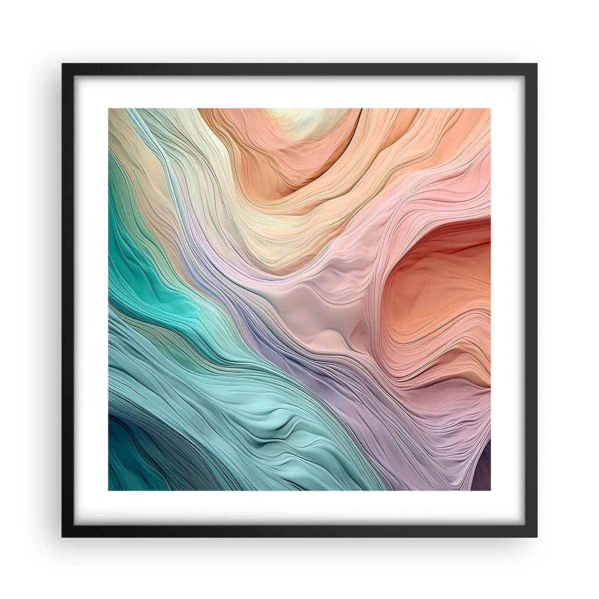Affiche dans un cadre noir - Poster - Vague arc-en-ciel - 50x50 cm