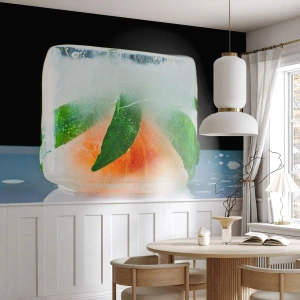 Papier Peint Photo Premium Canvas - Fraîcheur et rafraîchissement - Glaçon, Orange, Feuille de menthe - 250x175 cm