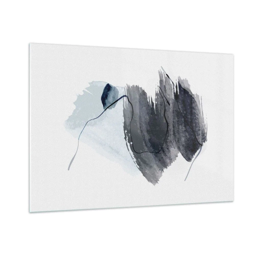Impression sur verre - Image sur verre - Une composition abstraite dans les tons bleu marine et gris - 100x70cm - Intensité et mouvement - Décoration murale moderne pour le salon et la chambre ARTTOR