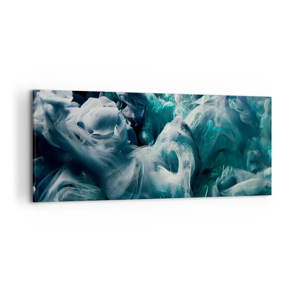 Impression sur toile - Image sur toile - Vagues abstraites dynamiques dans des tons de bleu et de blanc - 120x50cm - Mouvement des couleurs - Décoration murale moderne pour le salon et la chambre ARTTOR