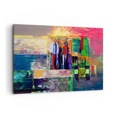 Impression sur toile - Image sur toile - Composition abstraite avec des figures et des motifs géométriques - 120x80cm - Relations et émotions - Décoration murale moderne pour le salon et la chambre ARTTOR