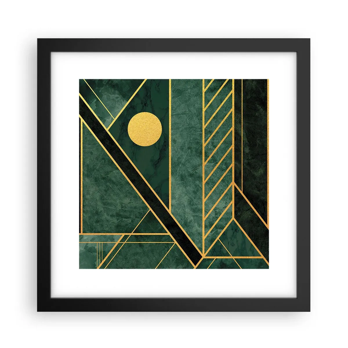 Affiche dans un cadre noir - Poster - Dynamique or et azur - 30x30 cm
