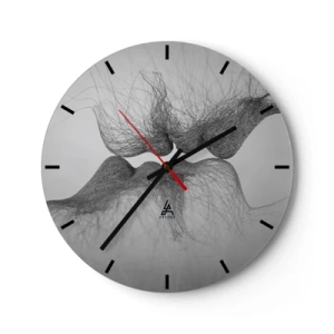 Horloge murale - Pendule murale - Maillages abstraits formant un baiser - 30x30cm - La bise du vent - Décoration murale moderne pour le salon, la cuisine et la chambre ARTTOR