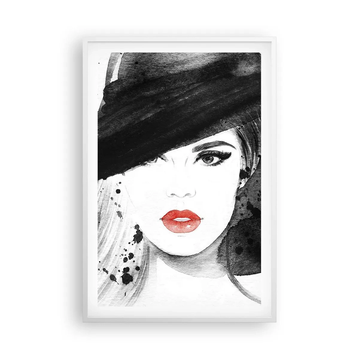 Affiche dans un cadre blanc - Poster - Dame en noir - 61x91 cm