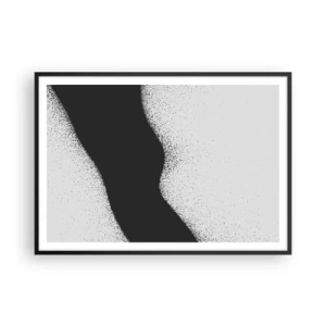 Affiche dans un cadre noir - Poster - Motif abstrait noir et blanc avec des points délicats sur toile - 100x70cm - Équilibre fluide - Décoration murale moderne pour le salon et la chambre ARTTOR