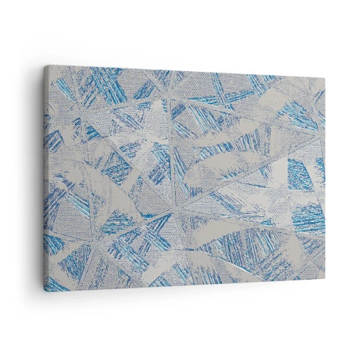 Impression sur toile - Image sur toile - Motifs géométriques dans les tons de bleu et de gris - 70x50cm - Dans un labyrinthe bleu-gris - Décoration murale moderne pour le salon et la chambre ARTTOR