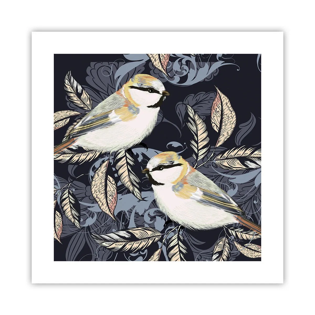 Affiche - Poster - Babillement jaune et bleu - 40x40 cm