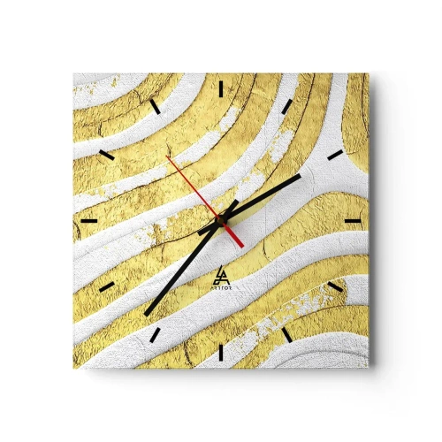 Horloge murale - Pendule murale - Composition en blanc et or - 40x40 cm
