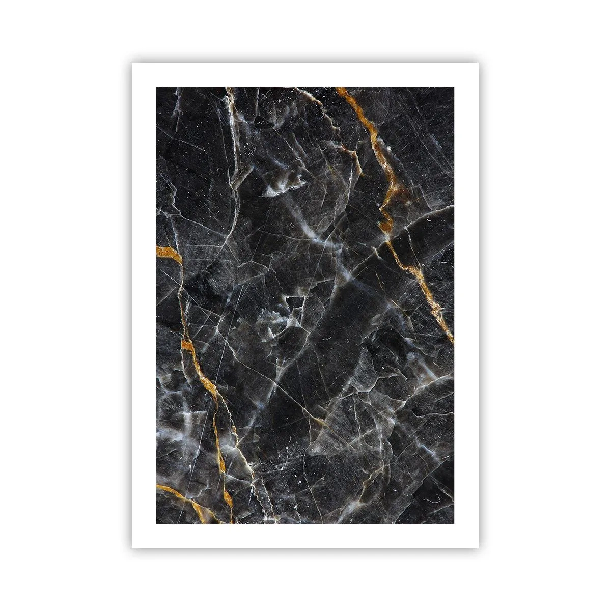 Affiche - Poster - Marbre noir avec de subtiles veines dorées dans un cadre élégant - 50x70cm - La vie intérieure de la pierre - Décoration murale moderne pour le salon et la chambre ARTTOR