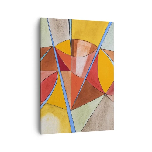 Impression sur toile - Image sur toile - Une composition abstraite aux couleurs géométriques vives. - 50x70cm - Le carrousel, le carrousel des rêves - Décoration murale moderne pour le salon et la chambre ARTTOR