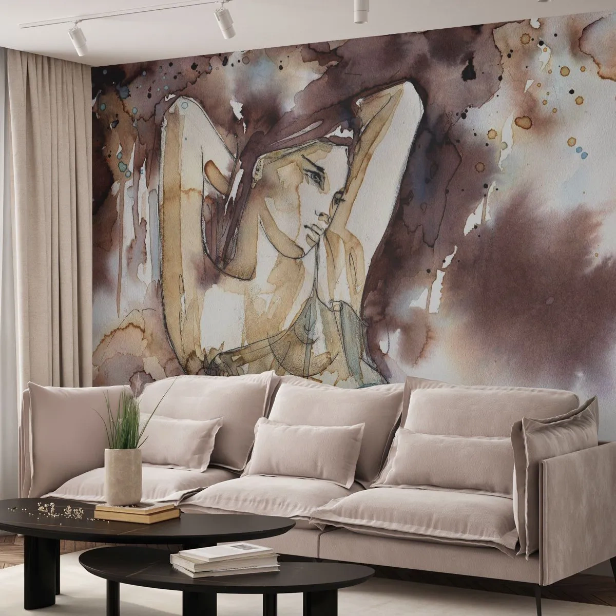 Papier Peint Photo Standard Eco - D'humeur lilas - Abstraction, Femme, Corps - 400x280 cm