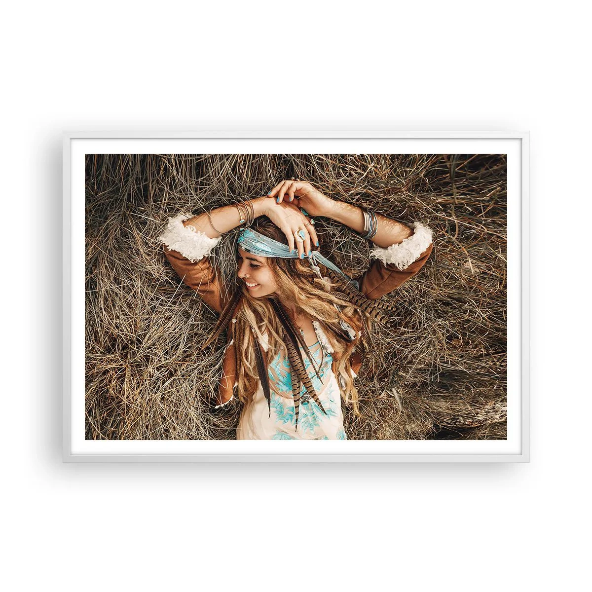 Affiche dans un cadre blanc - Poster - En route vers les années d'amour - 100x70 cm