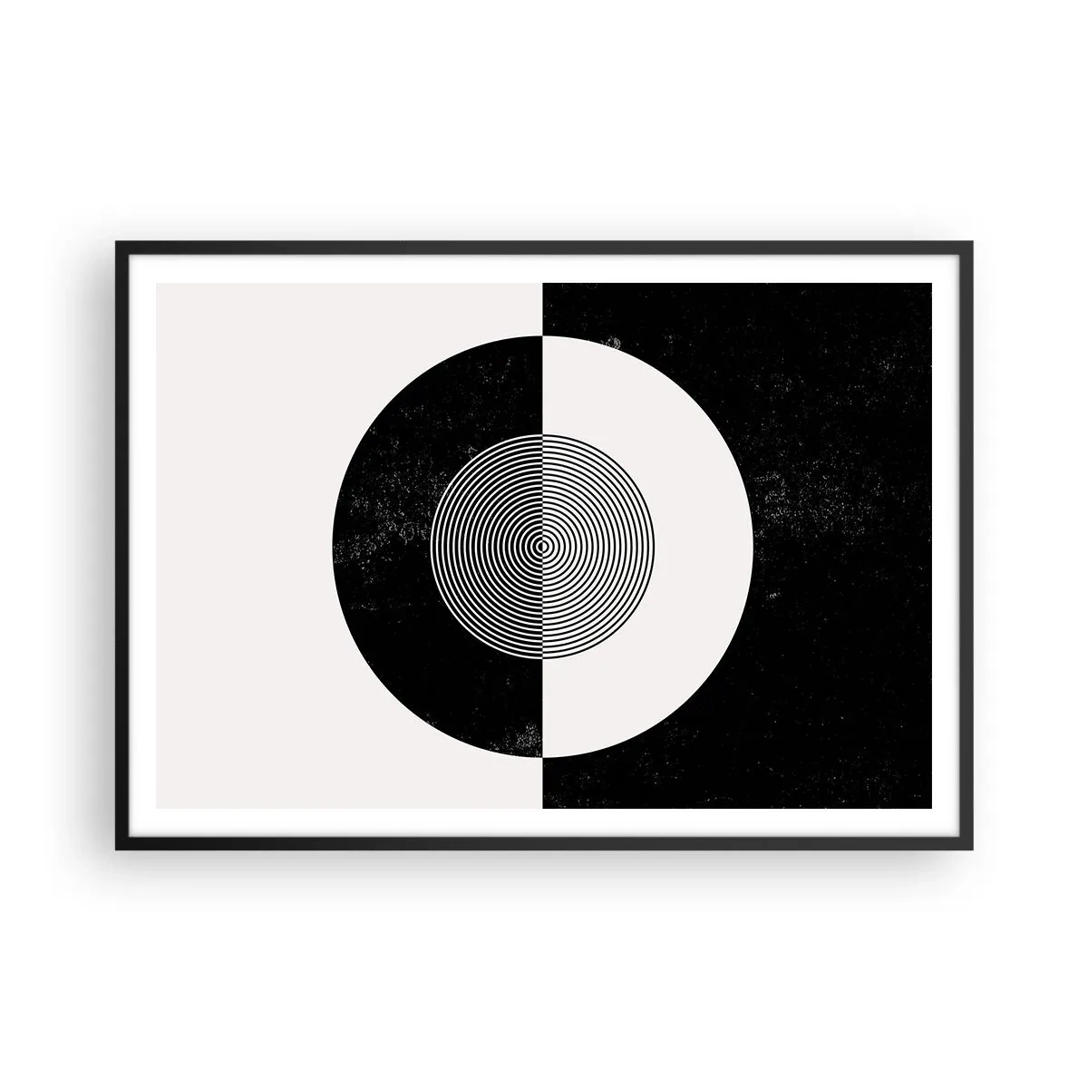 Affiche dans un cadre noir - Poster - Motif graphique contrasté noir et blanc - 100x70cm - Harmonie de noir et blanc - Décoration murale moderne pour le salon et la chambre ARTTOR