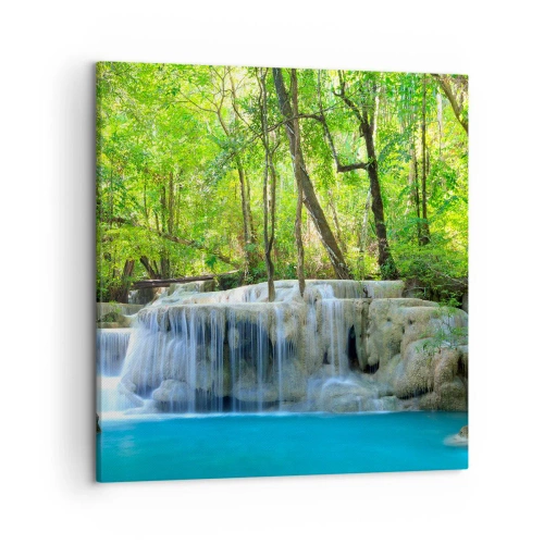 Impression sur toile - Image sur toile - Se noyer dans le turquoise et le vert - 50x50 cm