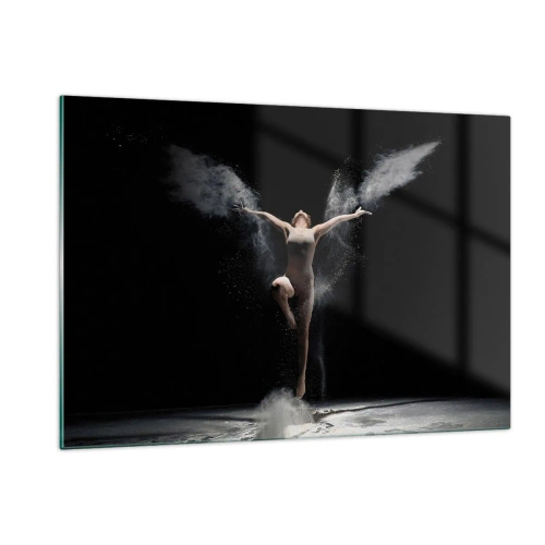Impression sur verre - Image sur verre - Une danseuse dans des nuages de poudre sur fond noir - 120x80cm - Les elfes existent - Décoration murale moderne pour le salon et la chambre ARTTOR