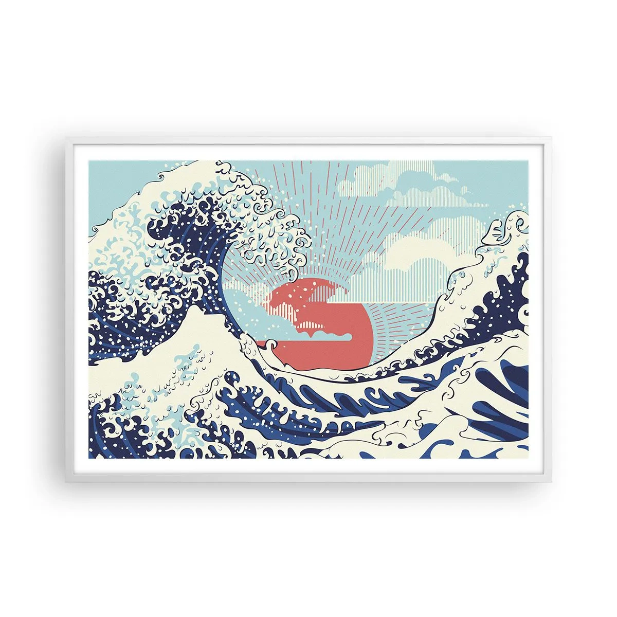 Affiche dans un cadre blanc - Poster - D'une inspiration japonnaise - 100x70 cm