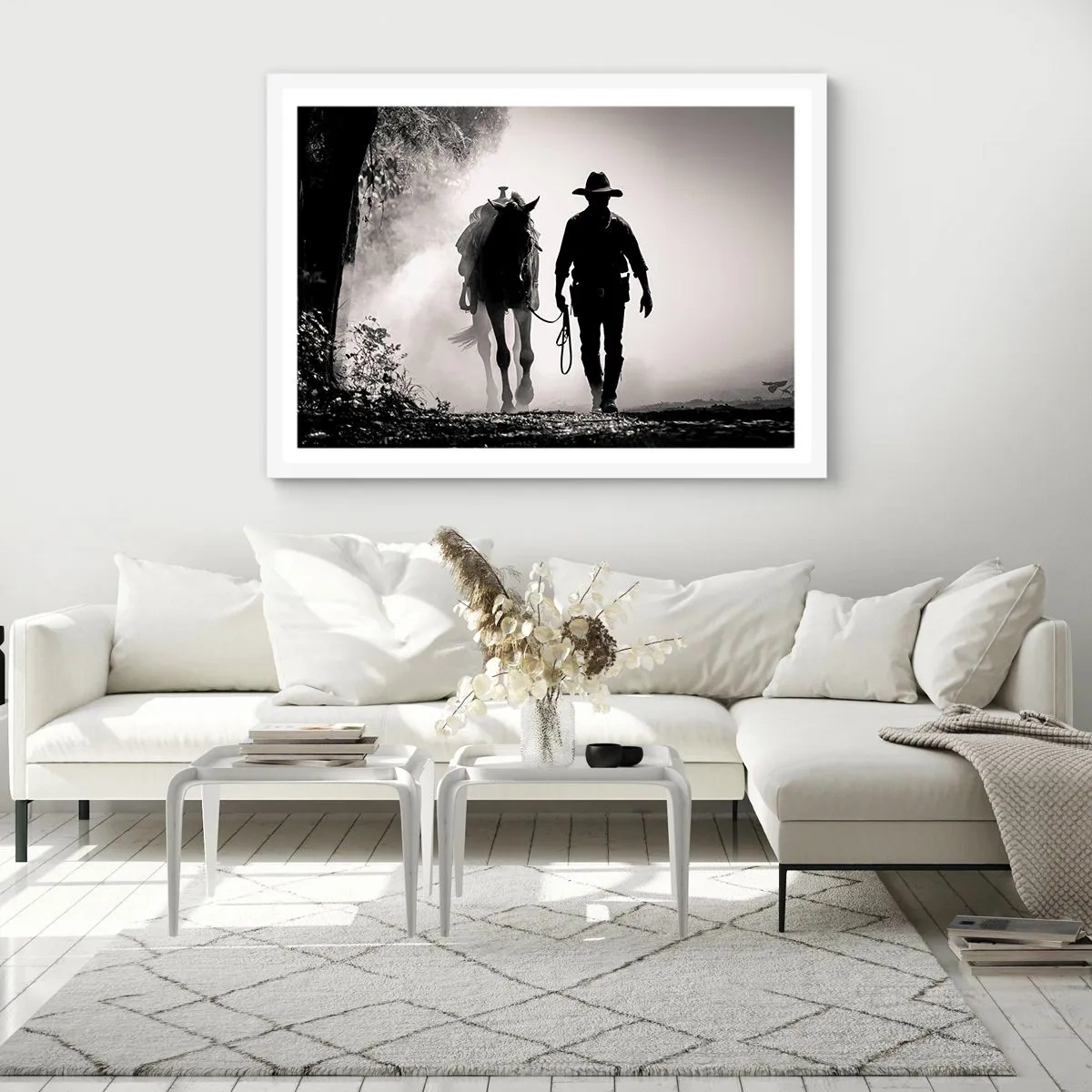 Affiche dans un cadre blanc - Poster - Matinée texane - 100x70 cm