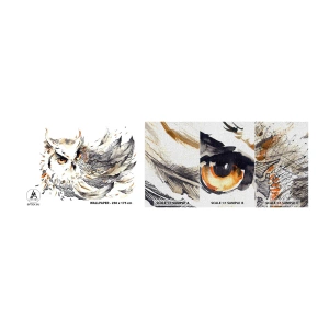 Échantillon de Papier Peint Premium Canvas - Elle vient du monde de la magie - Oiseau, Hibou, Graphique - 100x30 cm