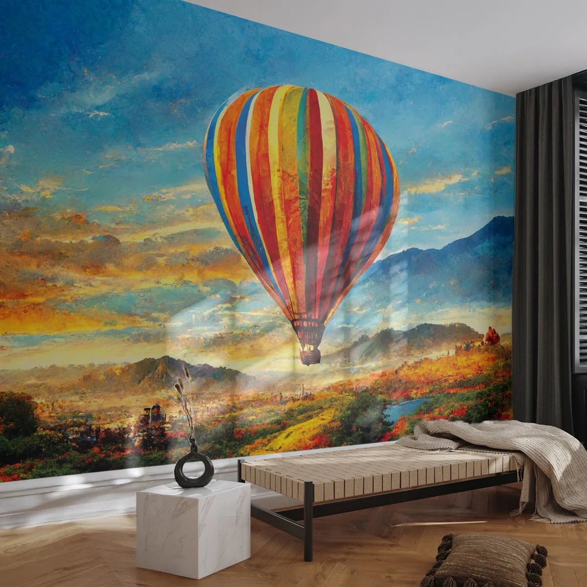 Papier Peint Photo Premium Sand - Dans le silence on voit mieux - Ballon, Paysage, Nature - 350x256 cm