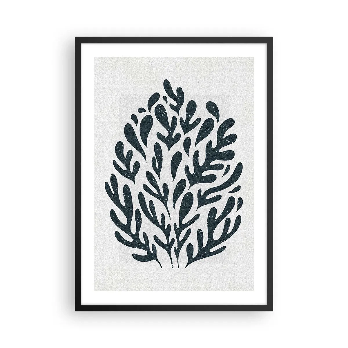 Affiche dans un cadre noir - Poster - Composition végétale noire sur fond clair - 50x70cm - Formes de la nature - Décoration murale moderne pour le salon et la chambre ARTTOR