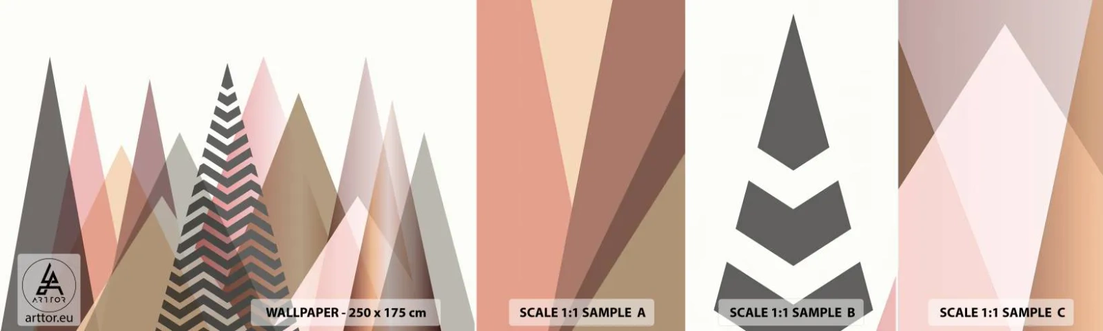 Échantillon De Papier Peint Standard Eco - Vue pyramidale - Abstraction, Morceau, Triangles - 100x30 cm