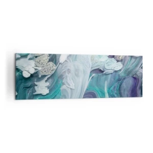 Impression sur toile - Image sur toile - Tourbillons abstraits dans des tons de bleu et de blanc - 160x50cm - Courants bleus - Décoration murale moderne pour le salon et la chambre ARTTOR