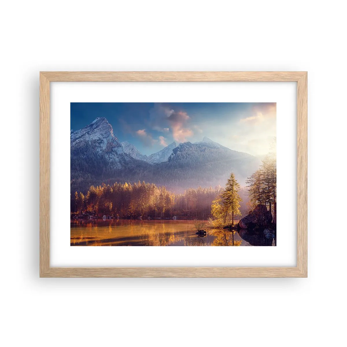 Affiche dans un chêne clair - Poster - Dans les montagnes et les vallées - 40x30 cm