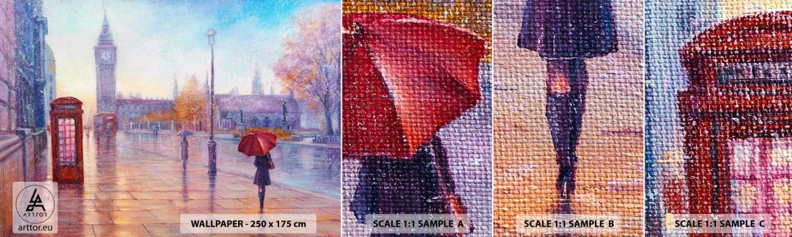 Échantillon de Papier Peint Autocollant Deluxe Sticker - Jour automnal londonien - Ville, Londres, Architecture - 100x30 cm