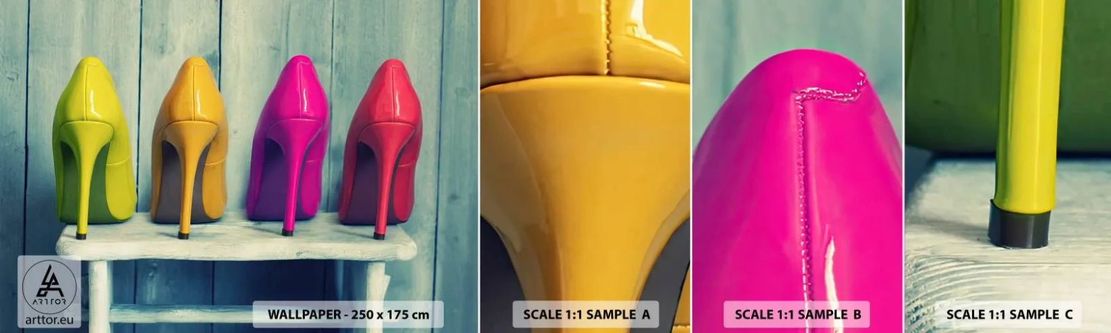 Échantillon de Papier Peint Autocollant Deluxe Sticker - Promenade sur l'arc-en-ciel - Mode, Femme, Chaussures de femme - 100x30 cm