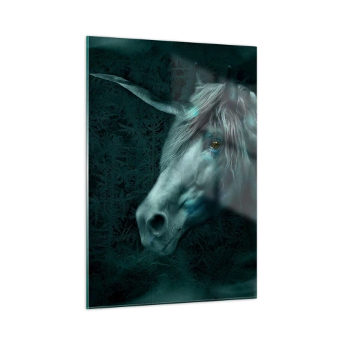 Impression sur verre - Image sur verre - Licorne dans la forêt mystérieuse - 50x70cm - Dans une forêt de conte de fées - Décoration murale moderne pour le salon et la chambre ARTTOR