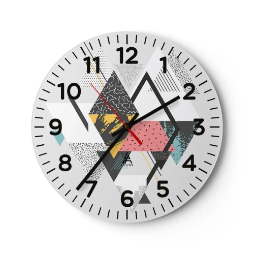 Horloge murale - Pendule murale - Variation sur triangle et losange - 40x40 cm