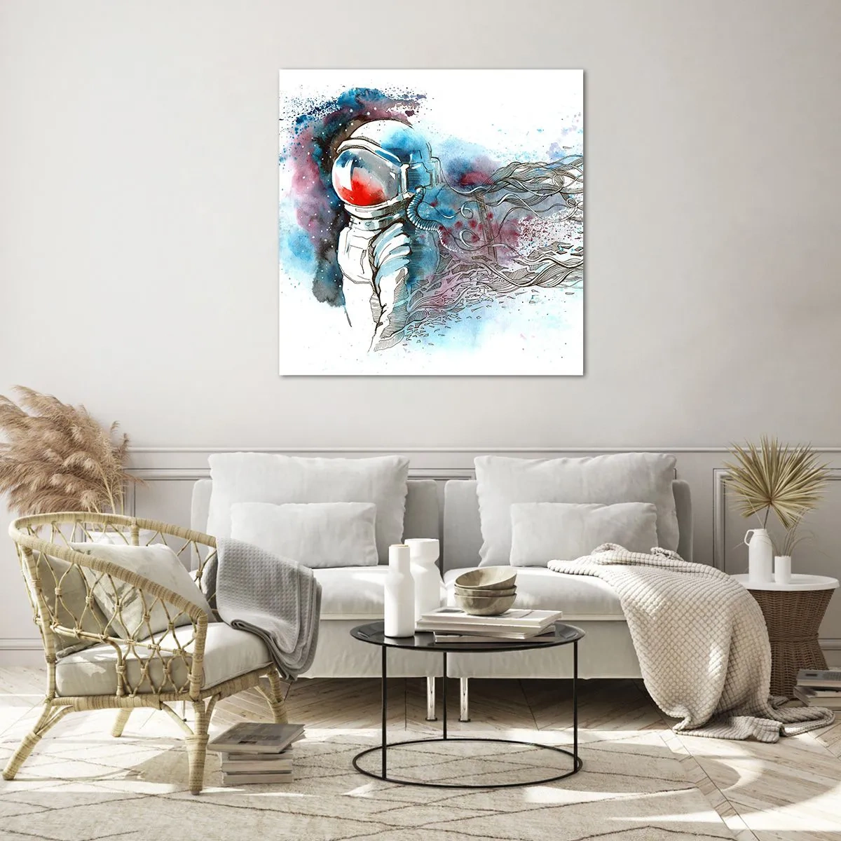 Impression sur verre - Image sur verre - Seul avec l'espace - 70x70 cm
