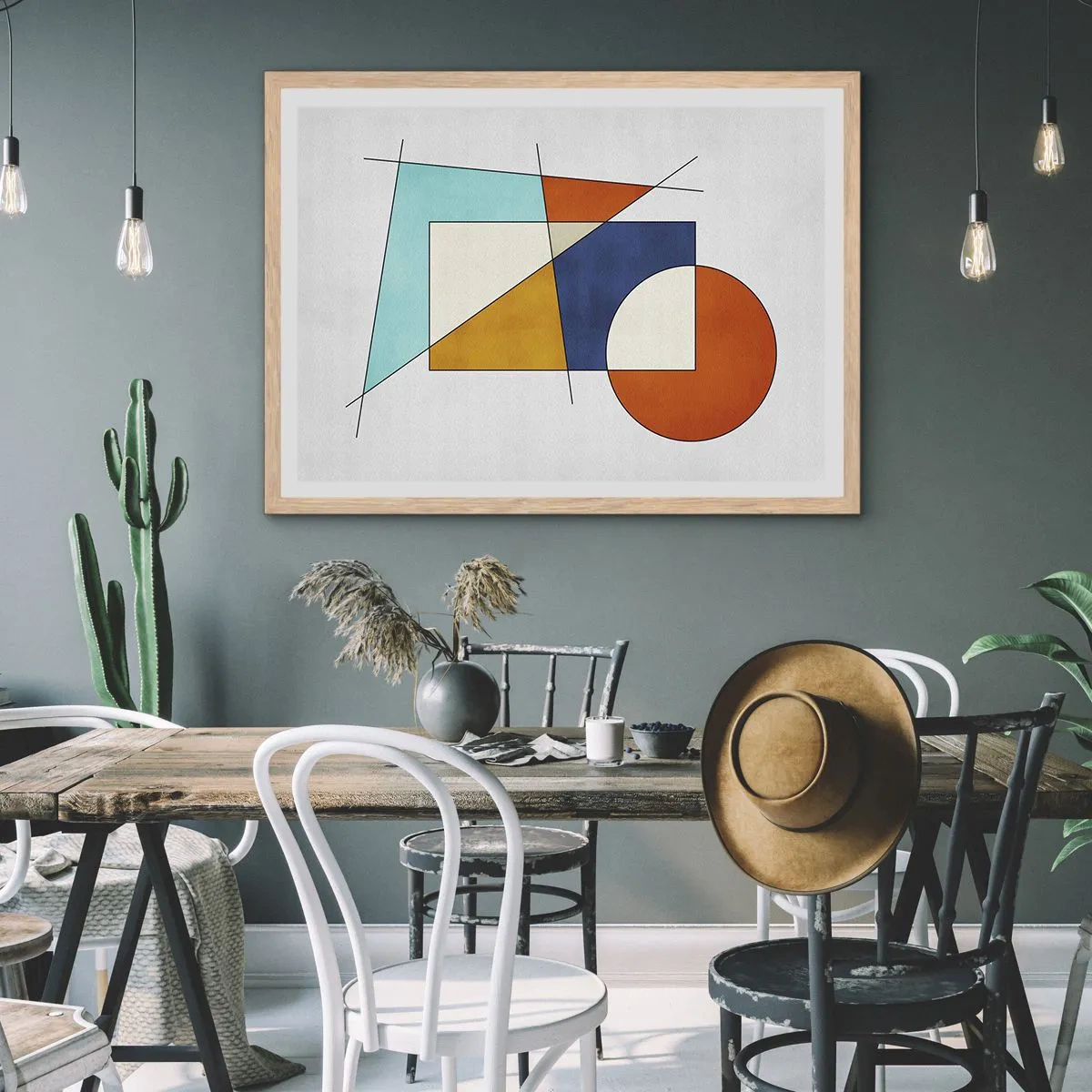 Affiche dans un chêne clair - Poster - Abstraction : plaisir moderniste - 91x61 cm