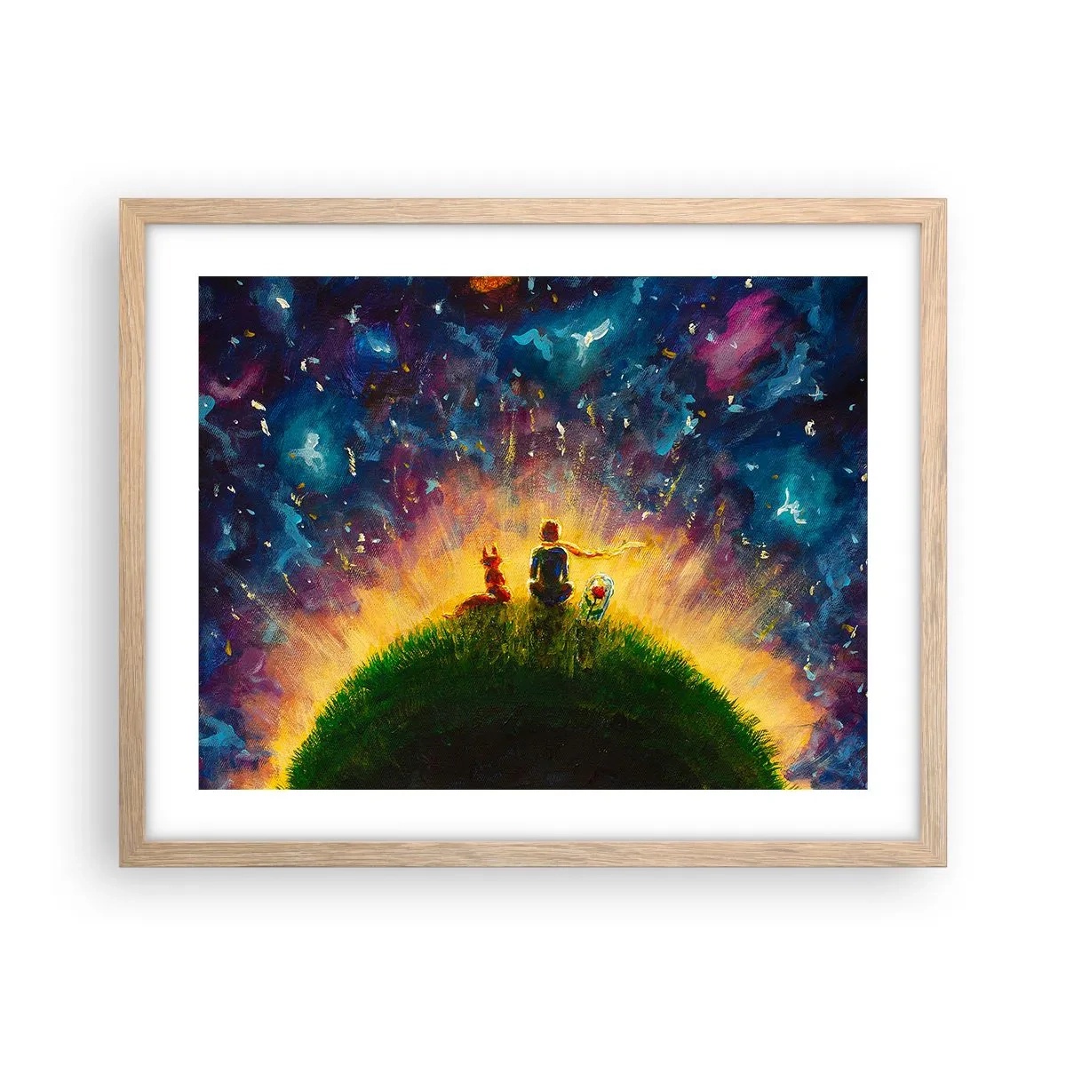 Affiche dans un chêne clair - Poster - Amour et amitié - le monde entier - 50x40 cm