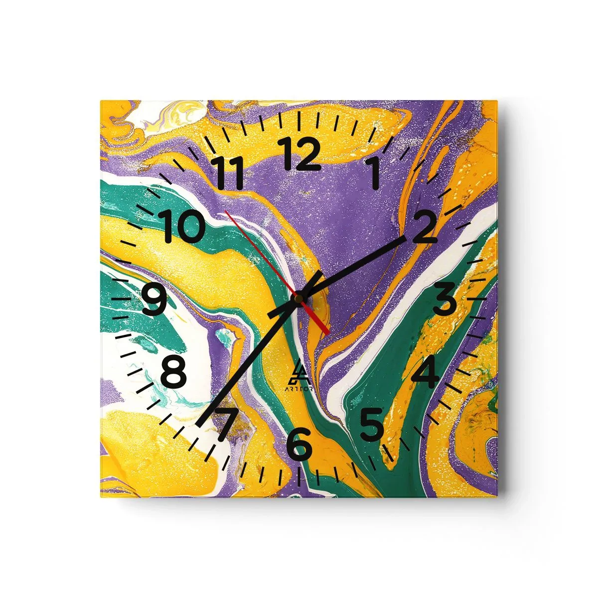 Horloge murale - Pendule murale - Ondes de couleur - 30x30 cm