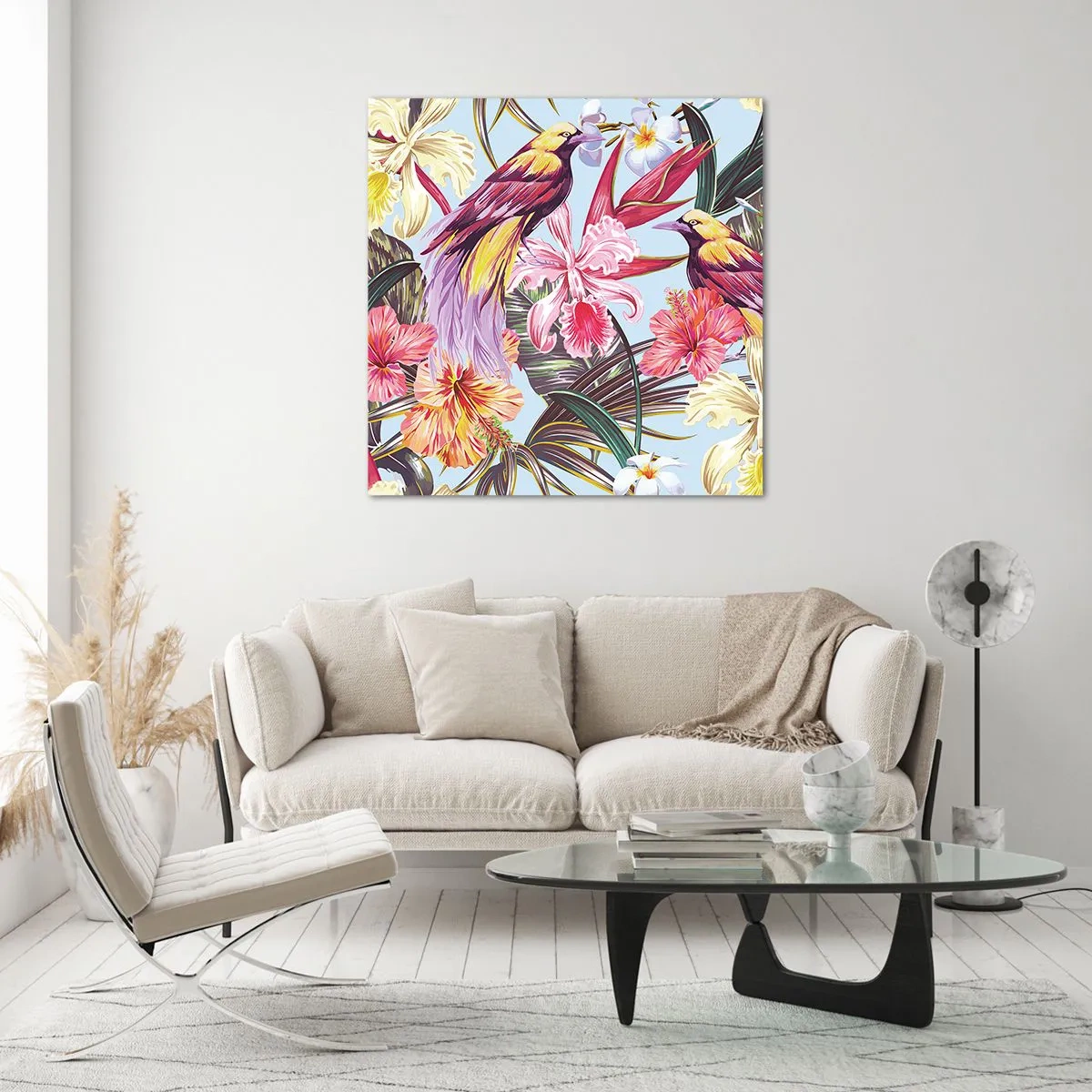 Impression sur verre - Image sur verre - Pétales et plumes - 40x40 cm